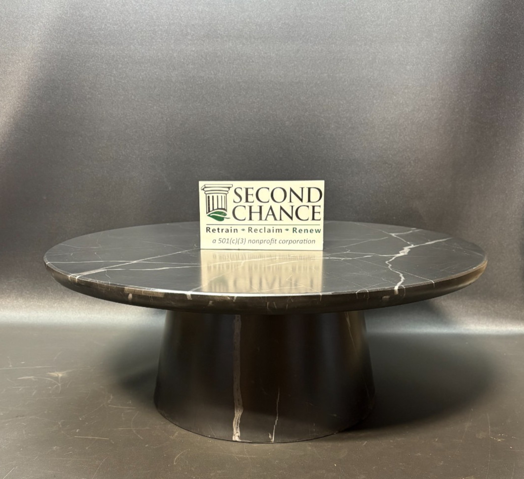 Arhaus Hemmings Stone Nesting Black Marble Coffee Table – 24″ x 9″