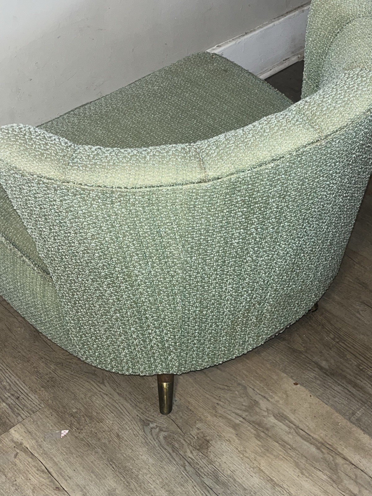 Kroehler Vintage Tufted Swivel Lounge Slipper Chair, Bucket Design Wooden Legs