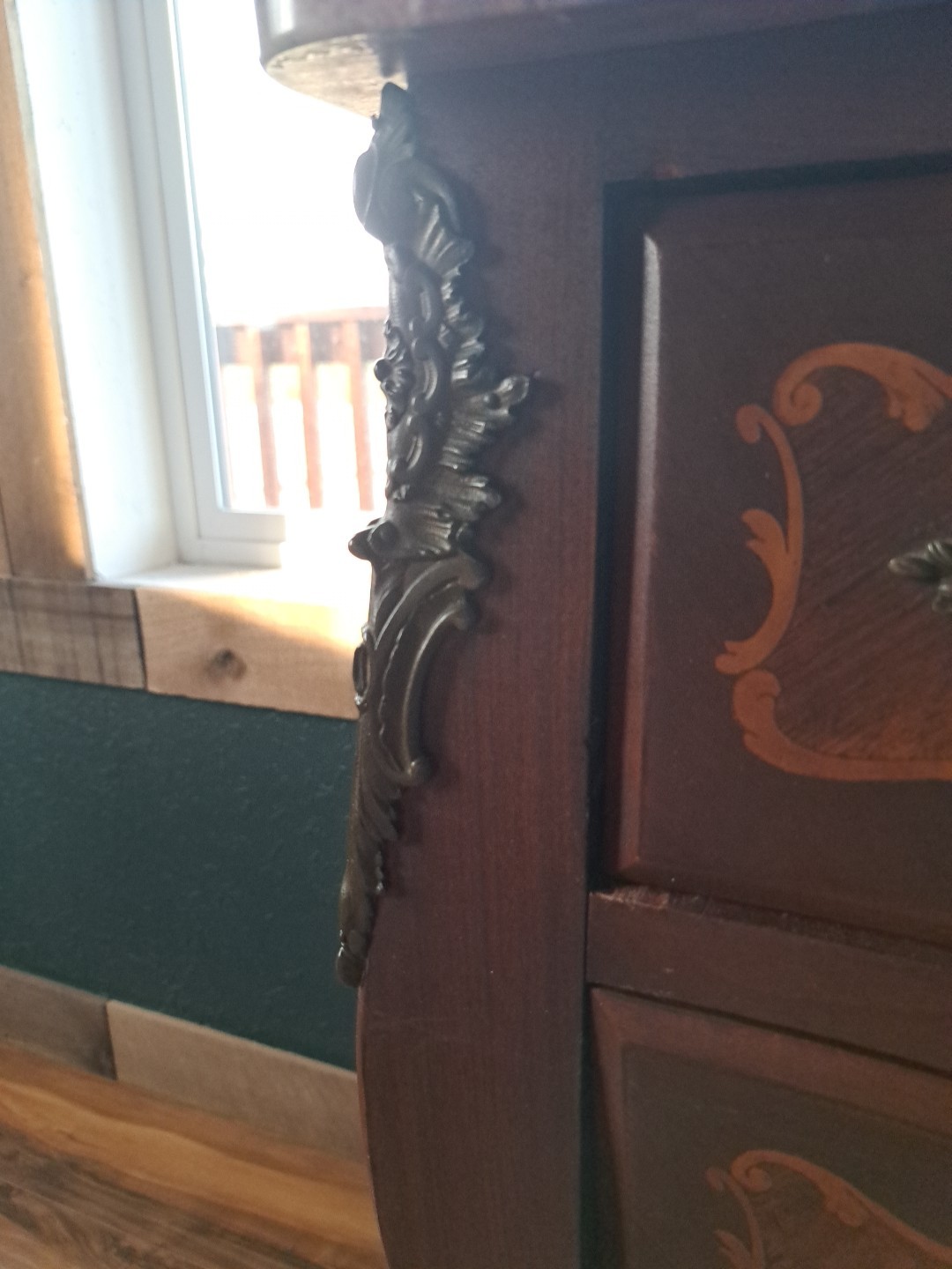 Antique Victorian French Quality Kingwood Marquetry Marble Top Commode/ Chest