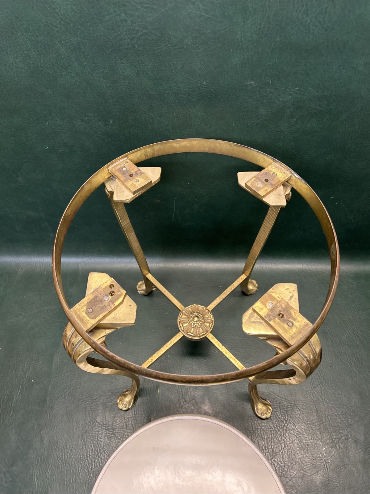 Fine Cast Brass GLO-MAR Artworks NY / Abbey Upholstering Vanity Boudoir Stool