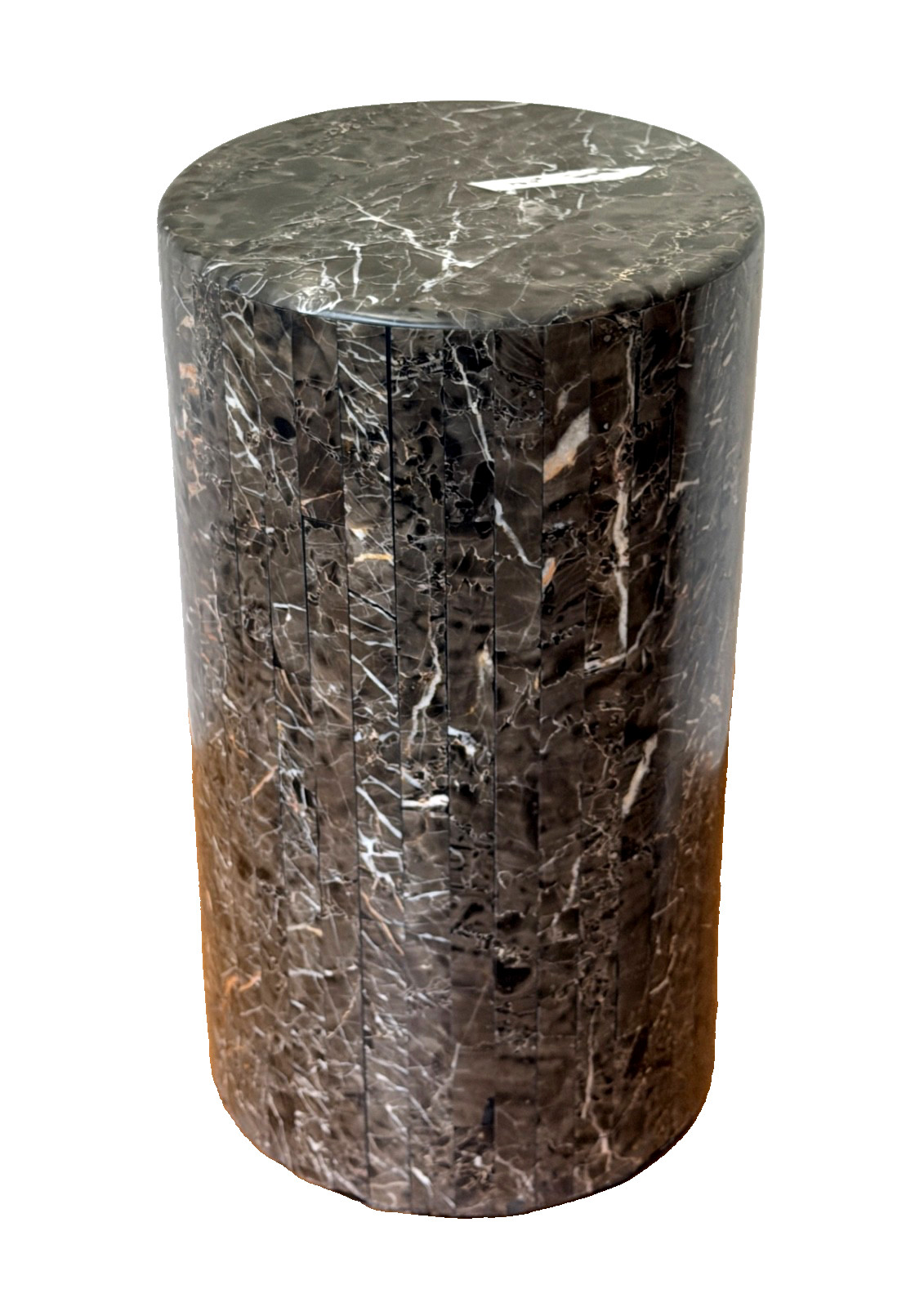 Tessellated Marble Cylinder Pedestal Side Table Maitland Smith Vtg Design Mcm