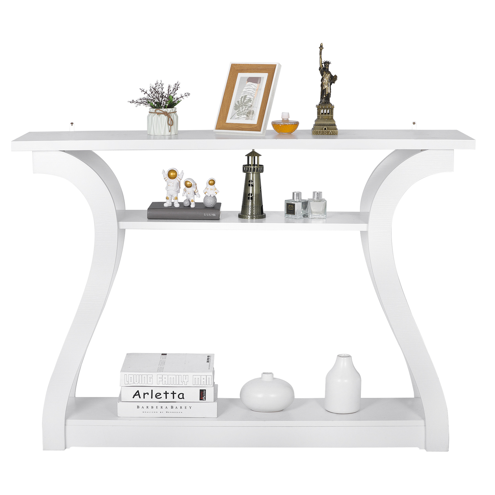 47″ Accent Table Console Table Side Table Curved Legs Shelf Hallway 3 Colors