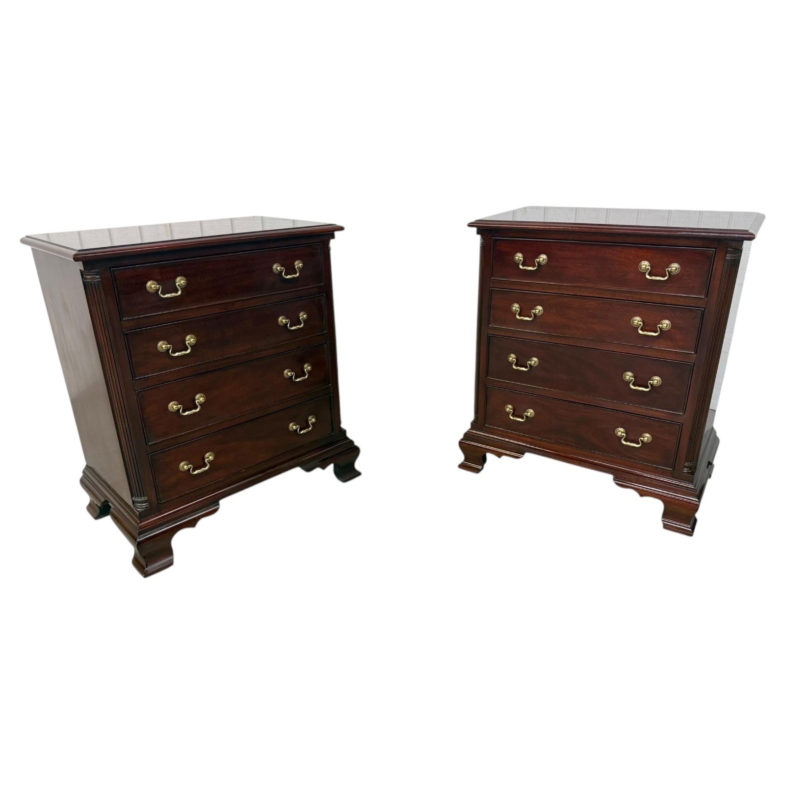 Vintage Henkel Harris 2007 Mahogany Bachelor Chest Nightstands – Set of 2