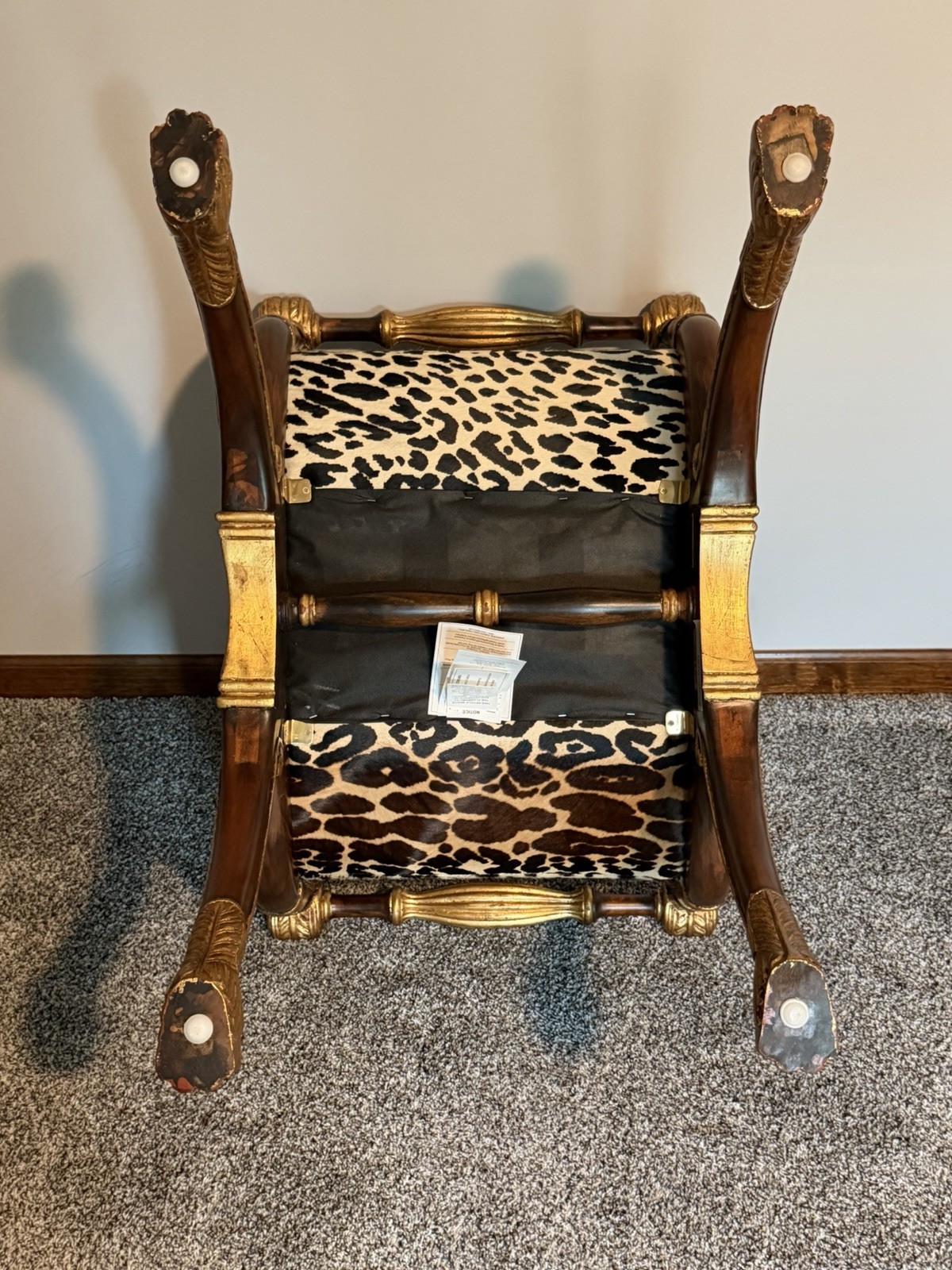 Maitland Smith Gilded Mahogany Neoclassical Empire Curule Bench Seat – Pair.