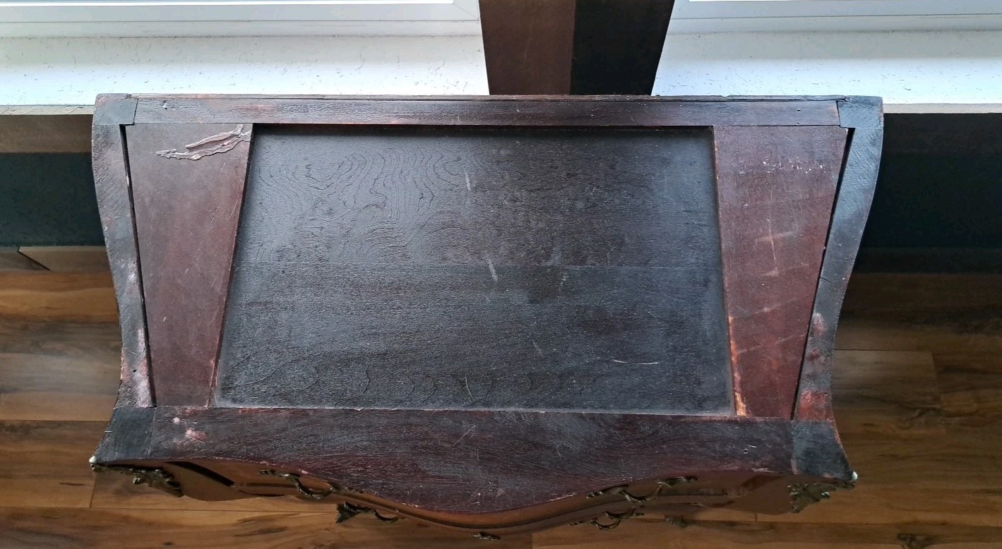 Antique Victorian French Quality Kingwood Marquetry Marble Top Commode/ Chest