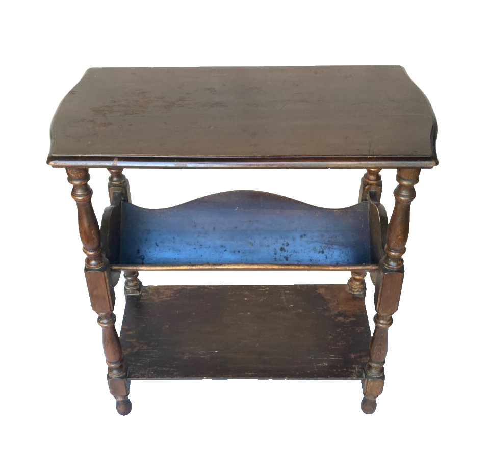 Antique Wooden Spindle Magazine Rack End Table with Shelf Vintage – Rare!!