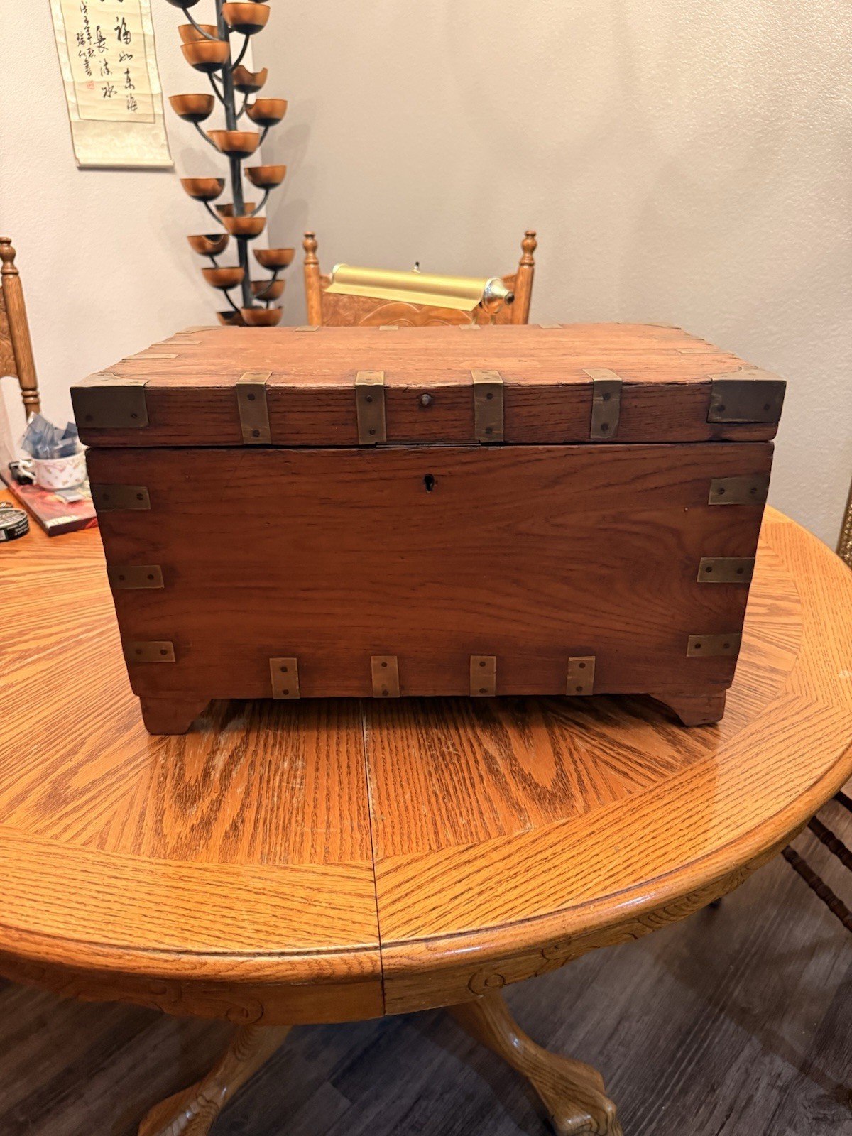 Bleckmann Solingen Antique Wooden Chest Brass Hardware Removable Tray Brown