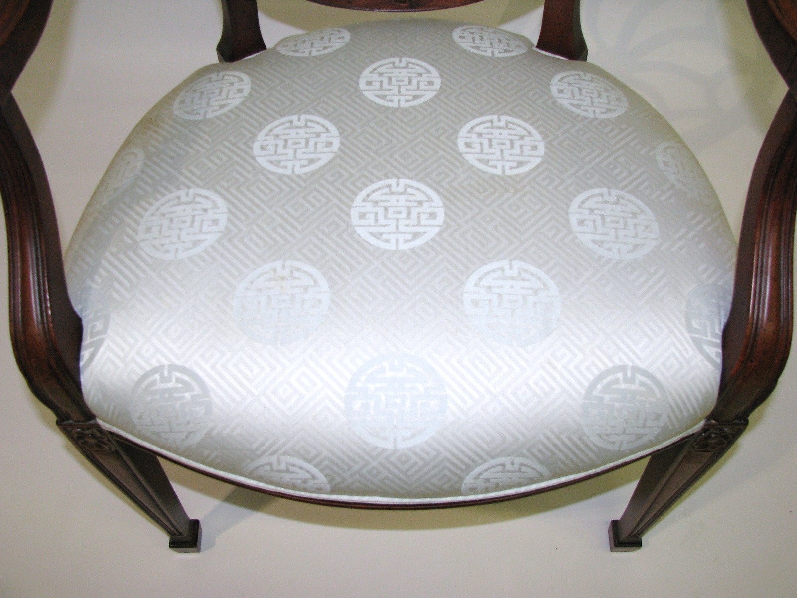 Edward Ferrell “Cobweb” Open Armchair; Trade Only Asian Inspired Fabric